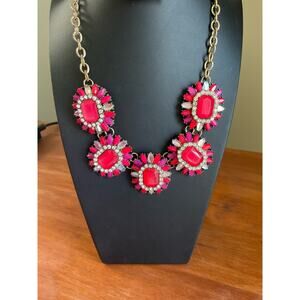 Susan Graver pink & red rhinestone statement necklace